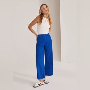 Favorite Daughter The Mischa High Rise Wide Leg Ankle in Electric Blue